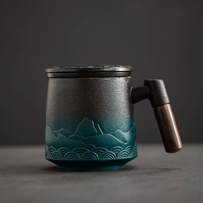 Coffee Tea Japan - Tasse à thé avec couvercle, passoire