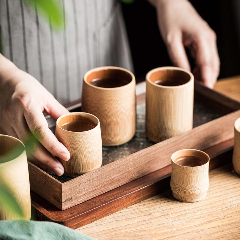 Coffee Tea Japan - Tasse en bambou naturelle sculptée, style