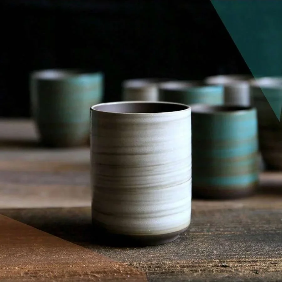 Coffee Tea Uses - Tasse en grès craquelée peinte à